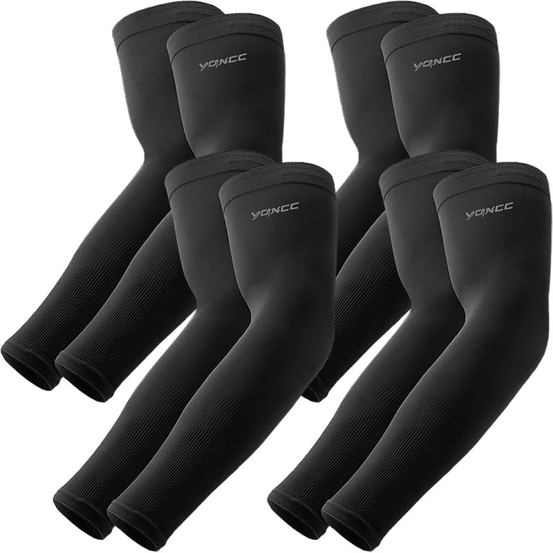 YQXCC 4 Pairs Arm Sleeves, Cooling UV Sun Protection Sports Compression Sleeves for Men Women, Golf Basketball Arm Sleeves - Image 1